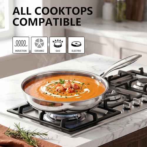 Image of imarku 12-Inch Non Stick Frying Pan with Lid, PFOA-Free Ceramic-Coated