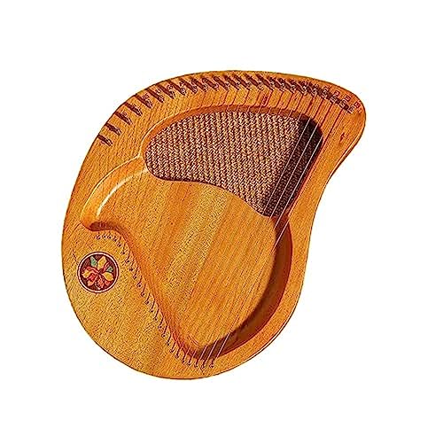 木製ハープ金属弦 弦楽器 楽器初心者向け 心癒され音色 21弦/ 24弦入門楽器 操作簡単 付き 子供 ギフト子供用ポータブル 心癒し 弦楽器 (21弦,木の色)