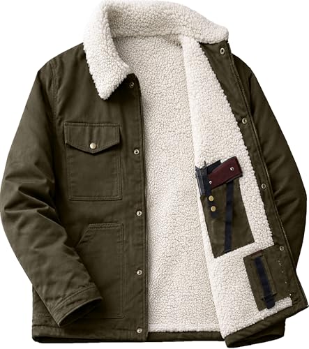 Image of URBAN BUCK Concealed Carry Jacket Men Insulated Heavy-Duty Tactical Sherpa Stealth Jacket with Pockets