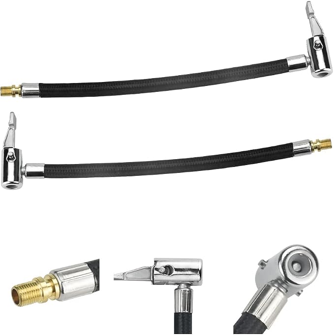 2 Stück Reifenfüller Schlauch 12.5mm Autoventil Set Adapter