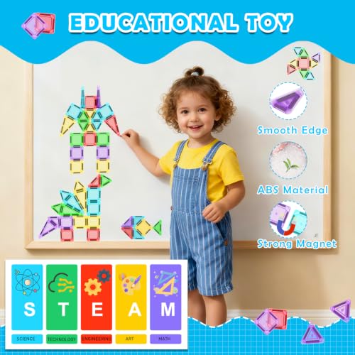 Image of Mini Magnetic Tiles Travel Set with Case 30pcs, Magnet Travel Toys | Portable Mini Size Magnetic Tiles for Kids Ages 3-5 4-8 Boys Girls, STEM Magnet Toys for Outdoor, Gifts for Toddlers