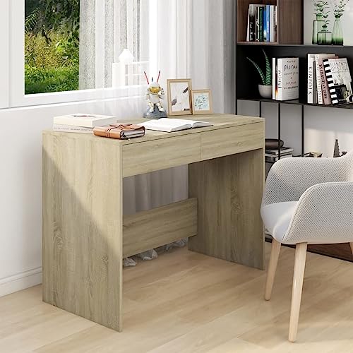 AJJHUUKI Escritorio de oficina, roble Sonoma, 101 x 50 x 76,5 cm, madera de ingeniería