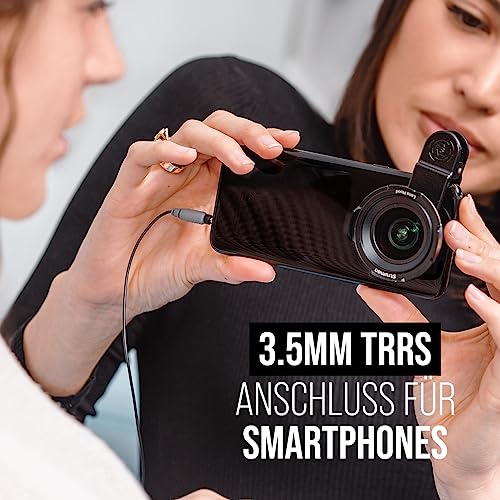 RØDE SmartLav+ Smartphone-Lavaliermikrofon mit TRRS-Anschluss für Rundfunk, Filmproduktion, Inhaltserstellung, Sprachaufnahmen vor Ort und im Studio, Schwarz