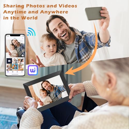 WONNIE 10.1 Inch WiFi Digital Picture Frame with 32GB Memory, 1280x800HD IPS Touch Screen Electronic Photo Frames, Easy Set-up & Use, Instant and Private Photo-Sharing, Send Wishes, Auto-Rotate - Image 4