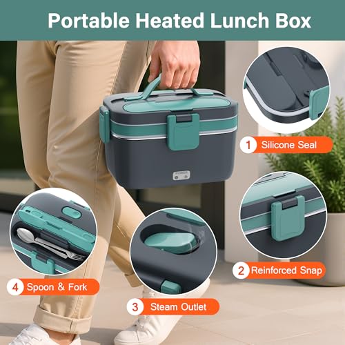 2.8L Electric Heated Lunch Box - 100W Portable Food Warmer for Adults - image 6