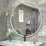 GOLOMO 30 Inch Round Silver Mirror for Bathroom, Silver Circle Mirror for Wall, Bathroom Vanity Mirr