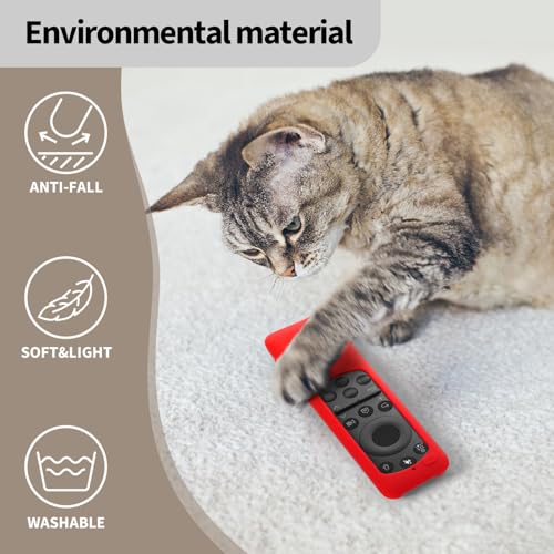 Image of Oboe Silicone Tv Remote Cover Compatible with Samsung Smart Tv Remote 2025 Model TM2360 E Half Wrap Protective Case with Lanyard (K-Wine Red) [Remote NOT Included]