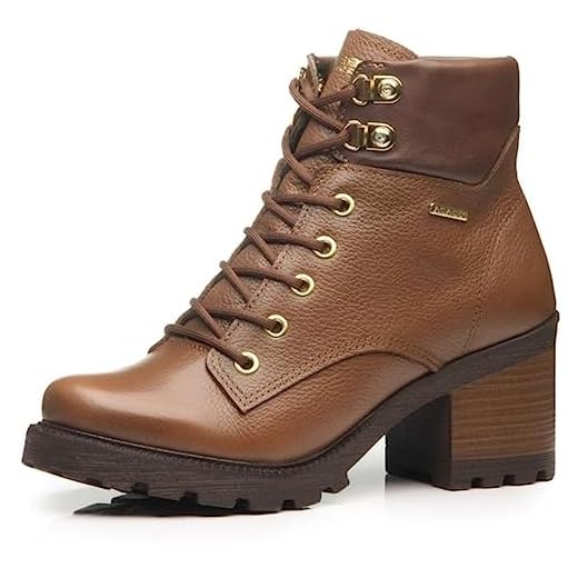 Bota Coturno Feminino Pegada Salto Médio Tratorado Marrom - 35