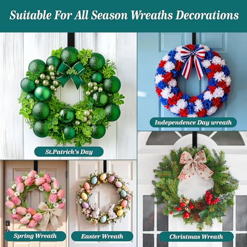 Image of HOOSUN 4th of July Decorations Wreath Hangers for Front Door,14 inch Patriotic Wreath Hook Holder Over The Door Hanger,Metal Garland Hangers Hook for Patriotic Independence Summer Porch Decor (4 Pack)