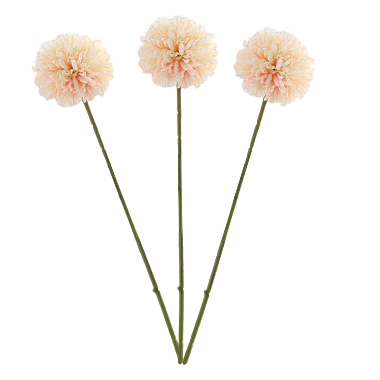 CALANDIS 3 Pieces Artificial Chrysanthemum Ball Flower Bouquet Light Pink
