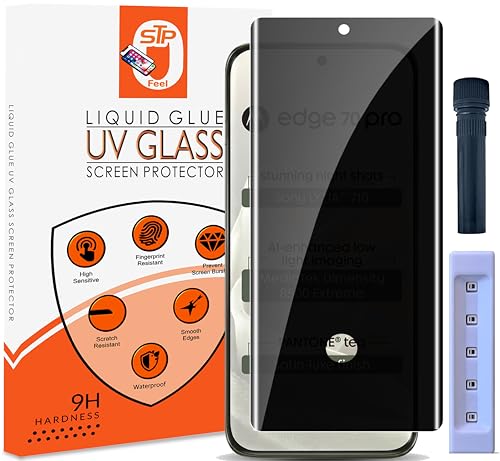 Image of STP FEEL UV Advanced Privacy Tempered Glass Screen Protector Guard Compatible For Motorola Edge 70 Pro 5G (6.8 Inch, Pack of 1) Full Edge to Edge Coverage Anti-Spy /Anti-Peeping 9H Hardness