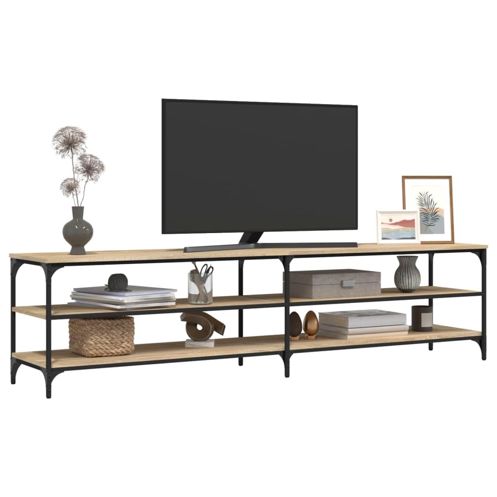 Drewnopochodny metalowa rama praktyczna szafka RTV 200x30x50 cm Brąz