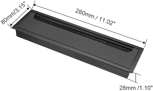 Miniatura 2 de uxcell Cubierta de agujero para cable, 10.591 x 2.677 in, aleación de aluminio, cuadrado, para escritorio, ojales, cubierta de agujero para oficina,