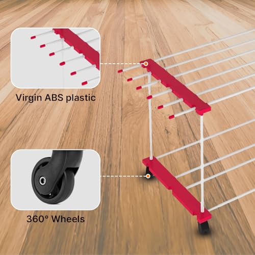Image of ZOLMIX Foldable Premium SS Steel Pipe Heavy Duty Carry Weight Till 20 Kgs, 48 Drying Rails, Cloth Drying Stand| Clothes Stand for Drying| Cloth Stand| Clothes Dryer| Laundry Racks (1 Layer)