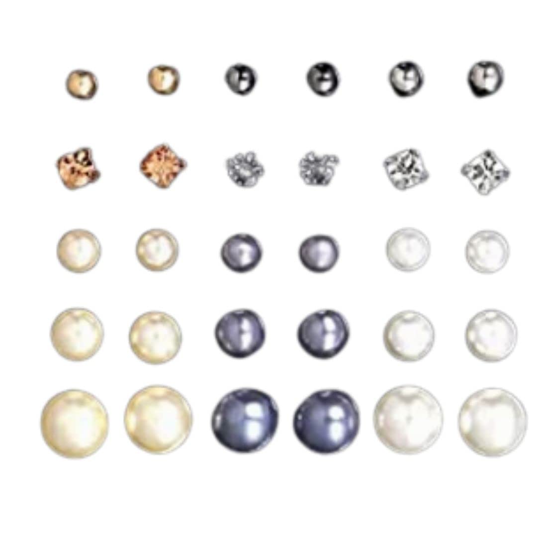 BellaStella Pearl Rhinestone Stud Earrings Set For Women and Girls Fashion Jewelry Collection Pack of 15 Pair (B0BRXX2WFJ) Amazon Price History, Amazon Price Tracker