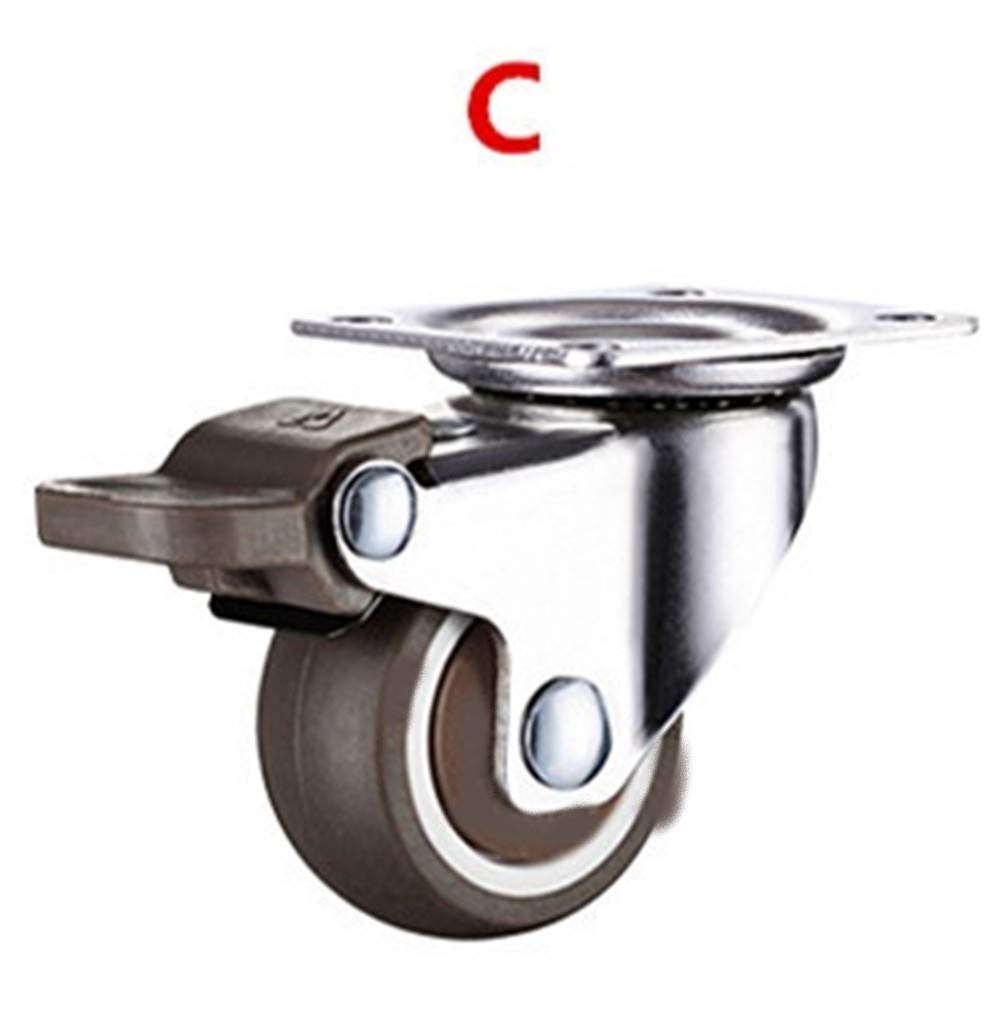 YIJIAN 4 Pezzi 2 Pollici TPE Ultra Silenzioso Cuscinetto Ruota in Gomma 160kg Freno Cabinet Mobili Ruote Freno Ruota con Vite (Color : C2 with Brake, Size : 2 inch)