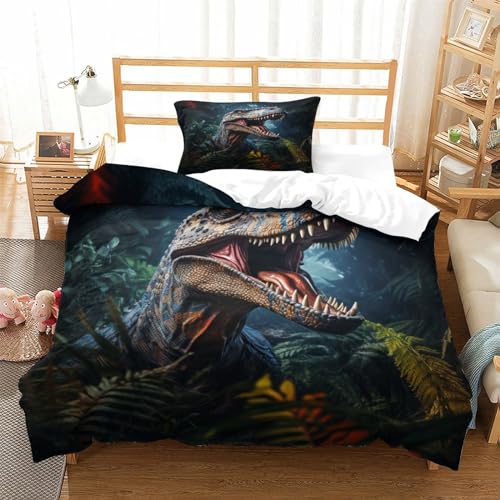 Housse couette dinosaure 3D cadeau idéal enfant ado lit 1 place - 3