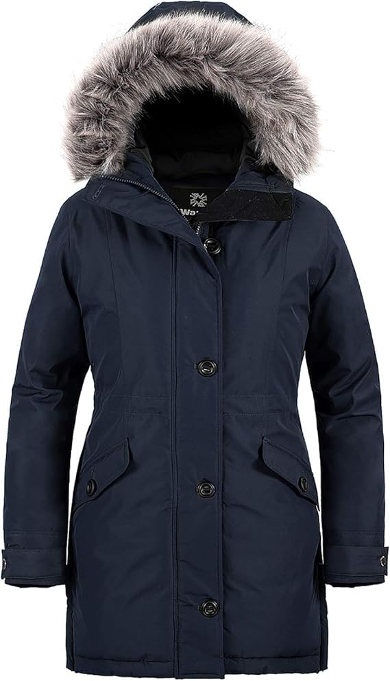 wantdo women's winter coat long jacket puffer jacket parka for women navy 2xl