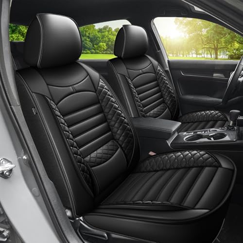 JIAMAOXIN Full Set Car Seat Cover Fit for 2016-2025 Honda Civic - Breathable Waterproof Leather Seat Covers - Compatible with Airbag & Easy to Install - for Civic Accessories (5 Seats Black)