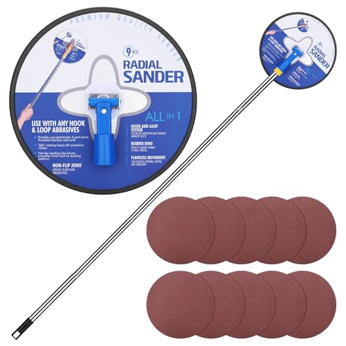Fentar Ponceuse Placo à Perche Télescopique, 170cm avec 10 Feuilles de Papier à Poncer Remplaçables, Ponceuse Murale à 360° avec Papier de Verre pour...