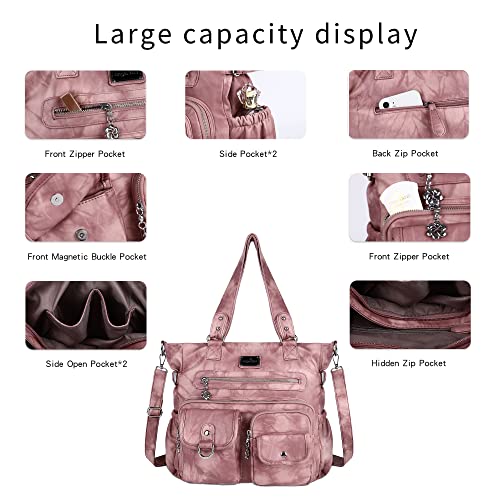 Image of Angelkiss Purses Handbags for Women PU Tote Satchel Bags for Women Pockets Shoulder Bags | PU