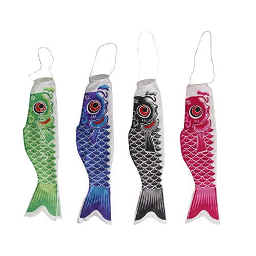Fityle 4pcs 70cm Colorful Boys Day Japanese Windsock Flag Koi Nobori Ornament