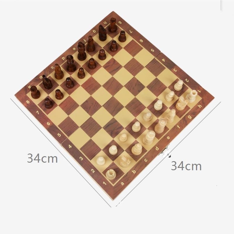 Magnetisches Schachbrett-Set – Tragbares Holz-Klappspiel für Erwachsene und Kinder mit Aufbewahrungsschlitzen für Teile – ideal für Reisen und Familienspaß