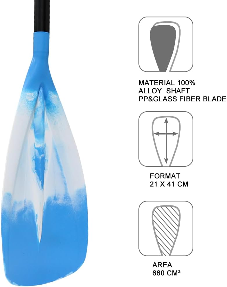 Karltion SUP Paddle - 3-Piece Adjustable Aluminium SUP Paddle with Glass Fiber Blade for Surfing, Floating, Water Sports