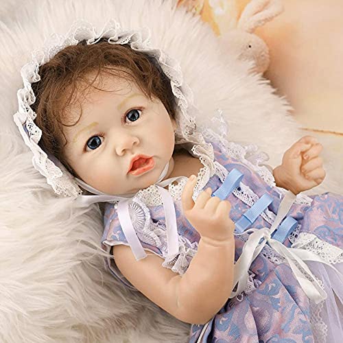 MWKL 58cm Reborn Puppe Lebensechte Realistische Badebar Niedliche Vollsilikon Körper Wiedergeburtspuppe 22 Zoll Reborn… – Bild 8