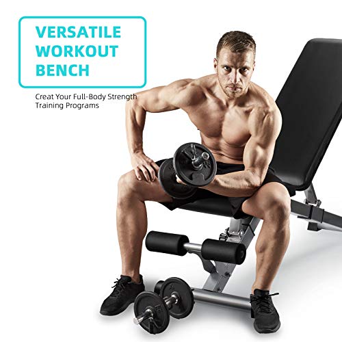 Znines Adjustable Weight Bench, Utility Workout Bench for Home Strength Training, Flat Incline Decline Exercise Workout Bench for Home Gym
