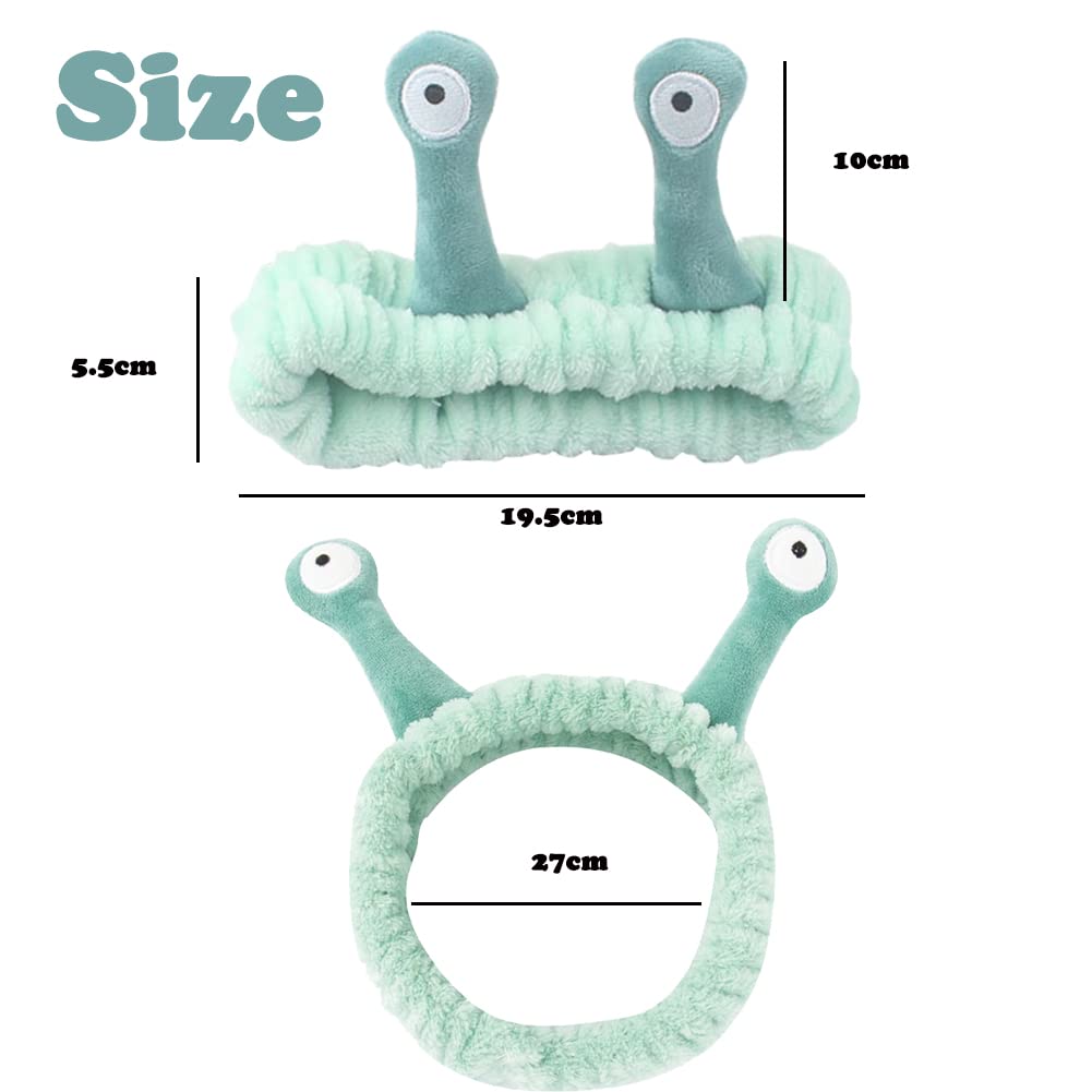 JAHEMU Headband Snail Spa Headbands Hair Band Women Hair Makeup Coral Fleece Hair Band Facial Wash Shower Sports Beauty Skin Care - Image 2