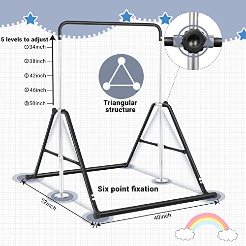 Bangtong&Li Gymnastics Bar For Kids Height Adjustable Horizontal Bar Folding Gymnastics Junior Training Bar For Home Gymnastics Equipment (Black) #TOP1