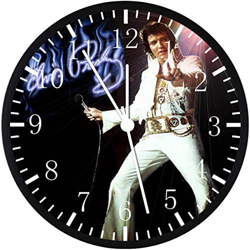 Frameless Large 12' Elvis Wall Clock Clear Glass Face Silent Non-Ticking Nice for Gift or Décor G25