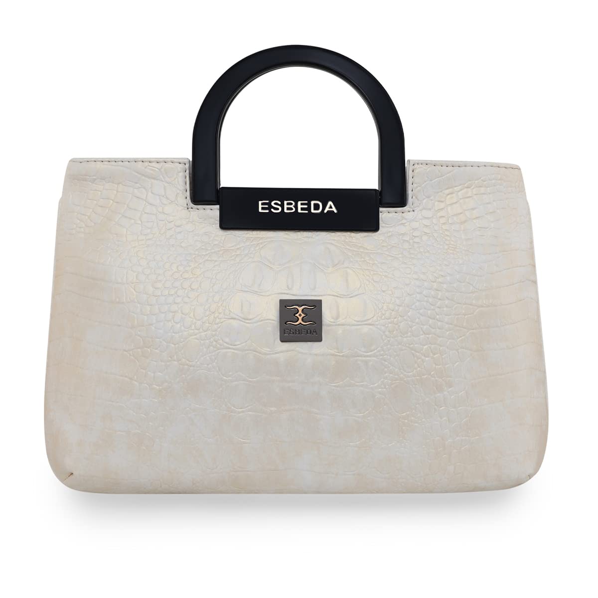 ESBEDA White-Gold Colour Drymilk Croco Acrylic Handle Handbag for Women-12748 (B0B573C9GP) Amazon Price History, Amazon Price Tracker