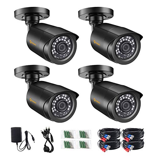 Anlapus 1080P Cámara de Vigilancia Exterior 4pcs Cámara de Seguridad, 20M Visión Nocturna, Negro