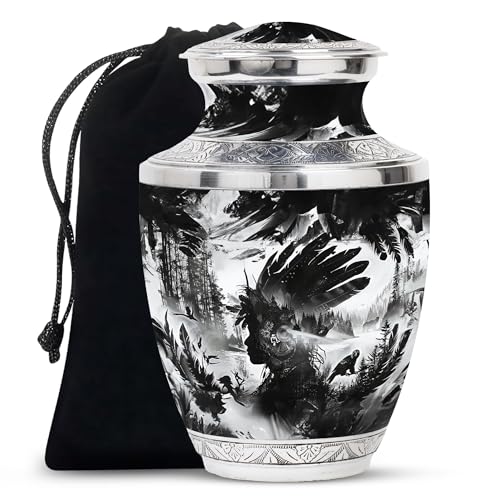 Image of Native American Themed Urns - Cremation Urn - Cremation Urns for Human Ashes Adult Male - Decorative Urns - Ashes Urn Adult (10 inch Pack of 1)