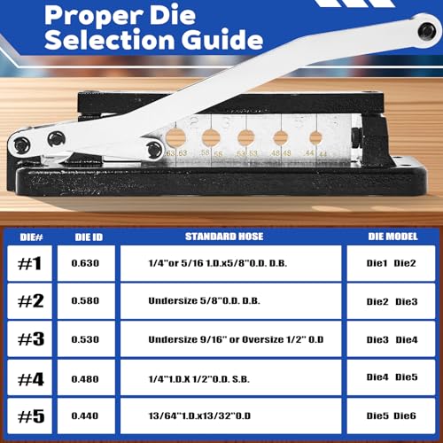 Image of Heavy Duty Ferrules Hose Crimper Kit, Air Hose Crimping Tool Fits 1 /4, 5 /16, 3 /8 Inch ID Hoses, Air Hose Crimper with Ferrules Fittings (100PK), 0.593 inch ID & 0.656 inch ID, Air Hose Repair Kit