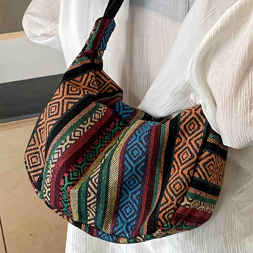 hippie cloth purses for women, cute Small hobo boho purses crescent crossbody bags, vintage aesthetic bags2