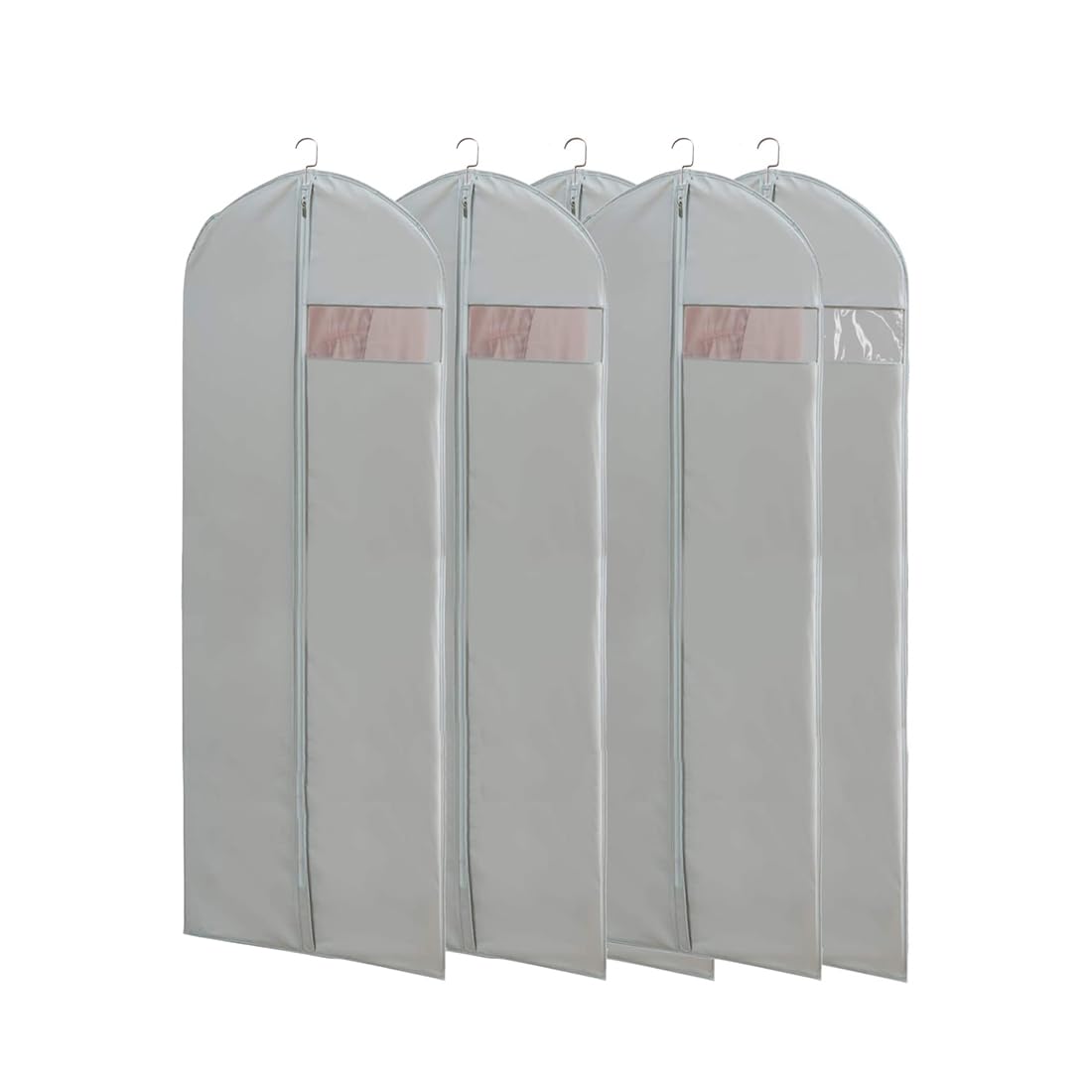 XIANTIAN Clothes Protector Bags Dustproof Clothes Covers Moth Proof Coat Covers with Zip， (Set of 5) Foldable Washable Clear Lightweight Garment Bags (grey, 60x150)