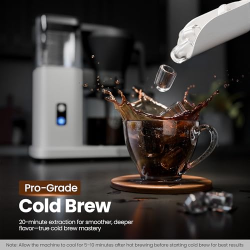 Image of Kismile SCA-Certified 8 Cup Drip Coffee Maker, Pour Over Coffee Machine with 3s Instant Heat 197-205℉, Adjustable Flow Control, Removable Water Tank, Deep Cold Brew & 40 Min Keep Warm (Silver)