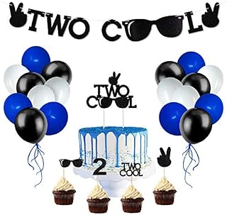 Two Cool Party Supplies Two Cool Sunglasses Banner Cake And Cupcake Toppers Latex