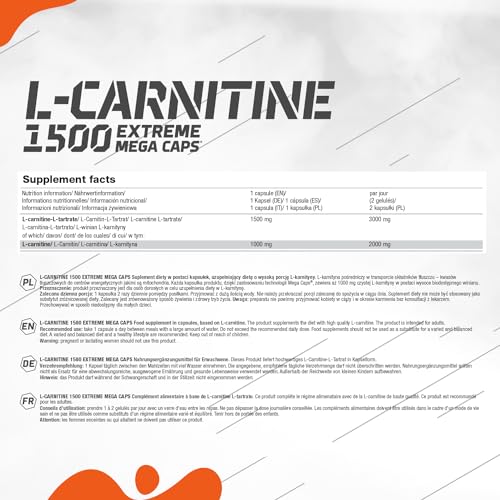 OLIMP SPORT NUTRITION L-Carnitine 1500 Extreme Mega Caps 120 caps – Image 3