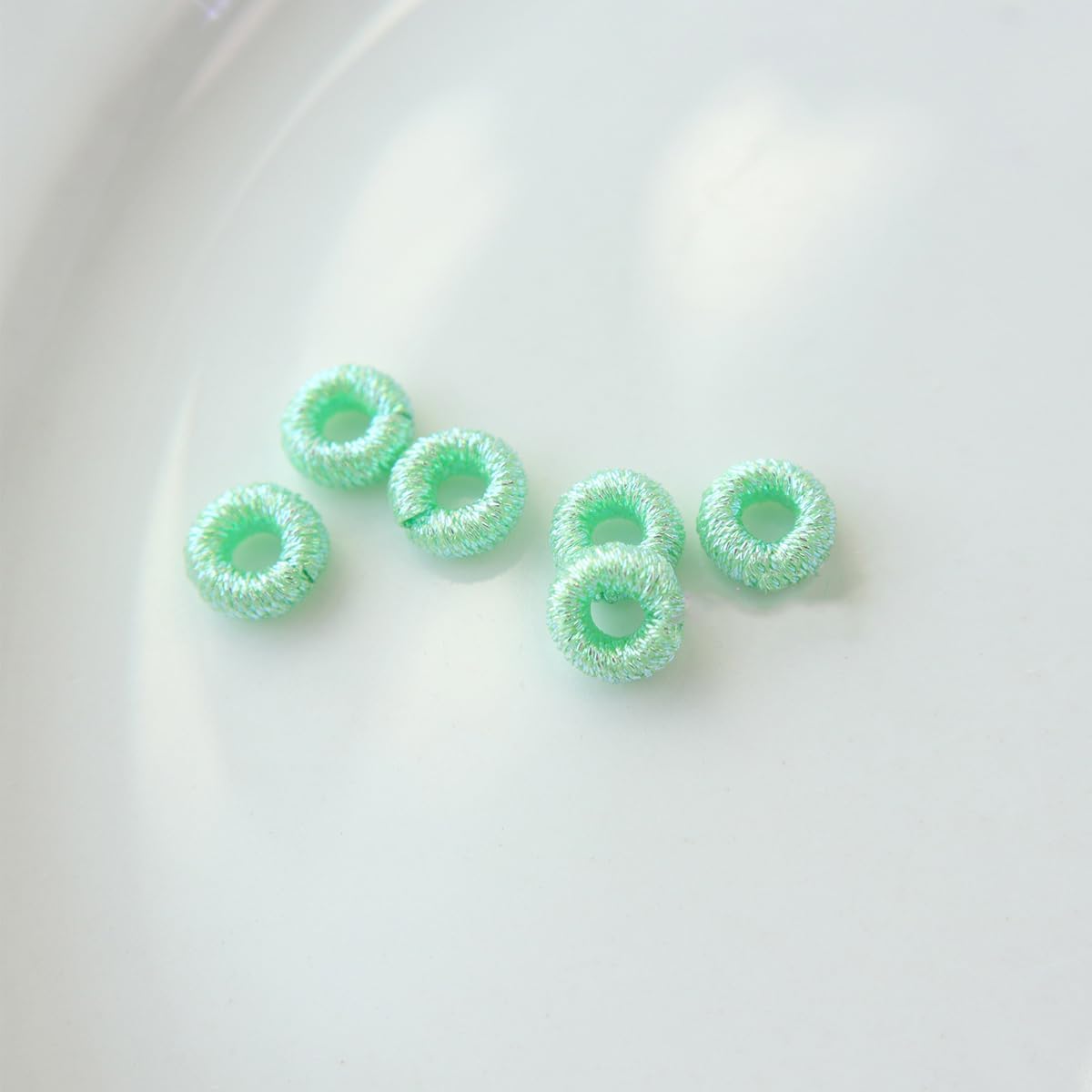 6個 7mm ロープボタンビーズ カラフル チャイニーズノット コイル織 編み込みバックル タッセルキャップ ブレスレット DIY