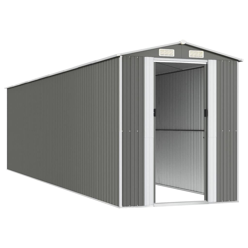 Caseta para herramientas, color gris claro, 192 x 772 x 223 cm, de acero galvanizado, resistente a la intemperie y al agua, con puerta con cerradura para almacenamiento seguro en el jardín
