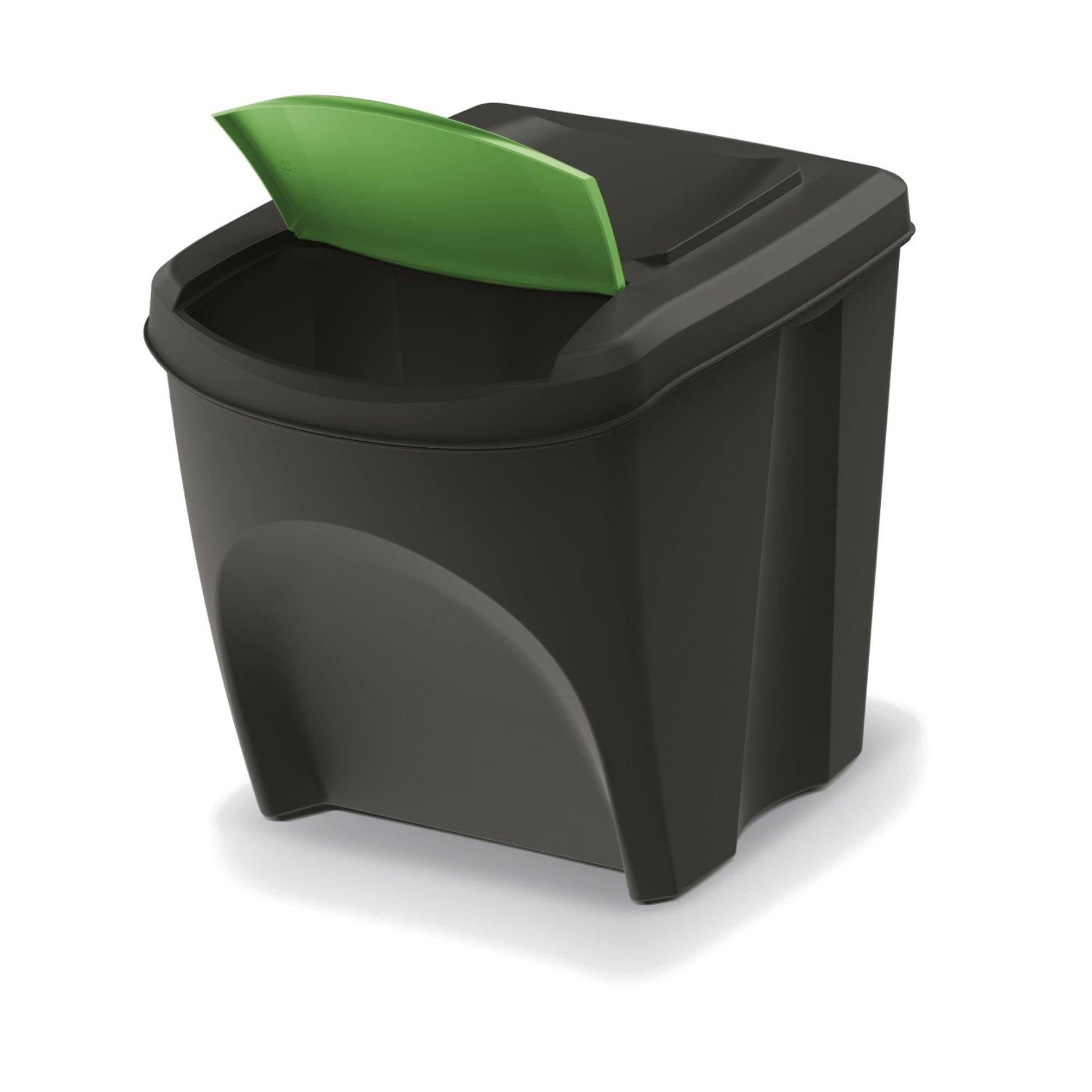 WELL HOME MOBILIARIO & DECORACIÓN Zestaw 4 pojemników na śmieci w 100% z tworzywa sztucznego z recyklingu, czarny, 4x 25 l
