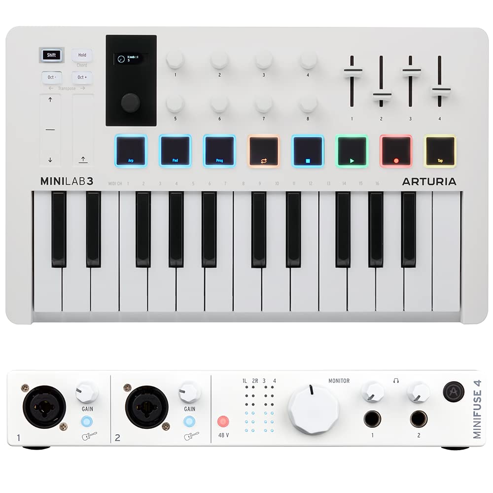 Arturia MiniFuse 4 USB-C Audio Interface, White, 800113 & Mini Lab
