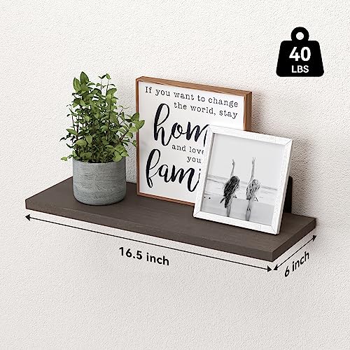 Image of WOPITUES Floating Shelves Set of 6 for Wall Decor & Storage, Dark Brown