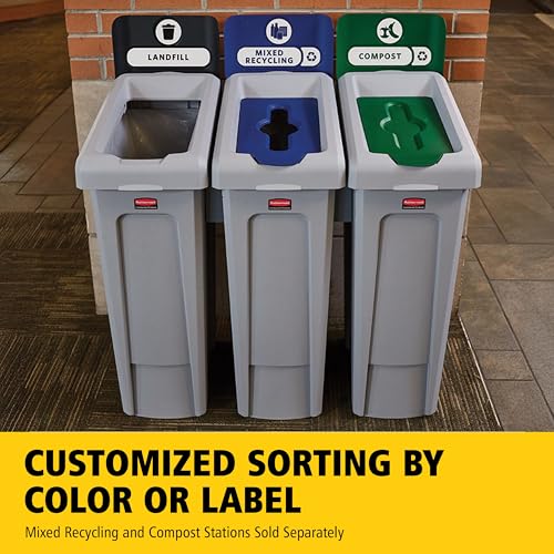 Image of Rubbermaid Commercial Products SLIM JIM Recycling Station 1-Stream Landfill Bin /Can /Kit /Station, 23 GAL, for Kitchens /Classrooms /Offices /Back of House /Higher Education /Commercial Facilities