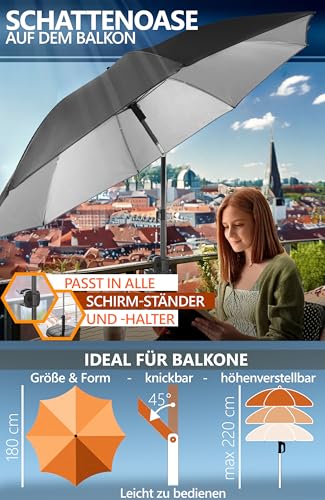 4smile Sonnenschirm Strand mit Schirmhülle, Anthrazit - UPF 50+ Strandschirm Ø180 cm mit sicherem Sonnenschutz Strand, Strandschirm windfest stabil - Ideal als Balkon Schirm, Gartenschirm – Bild 5