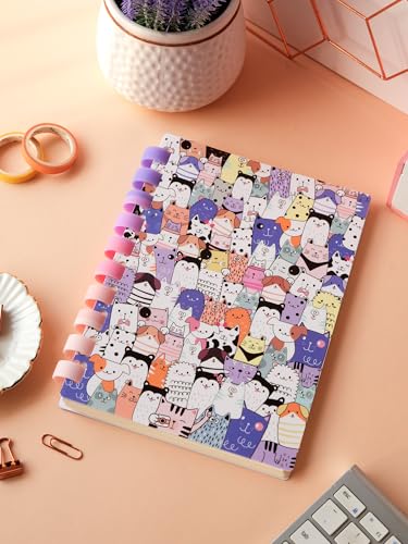 Image of DOODLE A5 Soft Wiro Refilable Notebook Diary | Soft Spiral for Comfortable Writing | 160 Ruled Pages, 80 GSM | Perfect for School, College & Office Use - Cats Maze